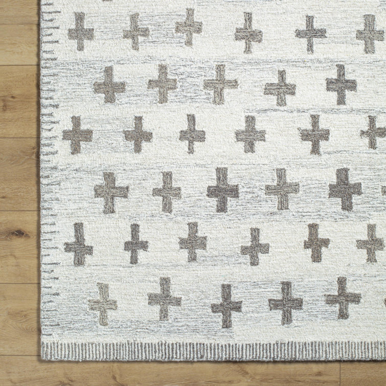 Rectangle Niara Abstract Hand Tufted Wool Area Rug in Brown/Ivory